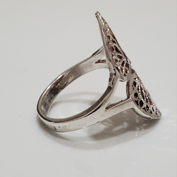 Sterling Silver Princess Crown Filigree Ring - Picture 4 of 6